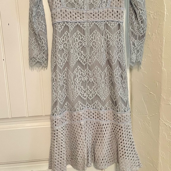 Dainty Jewells French Blue/ Ice blue Lace Long Sleeve Dress - Picture 4 of 5